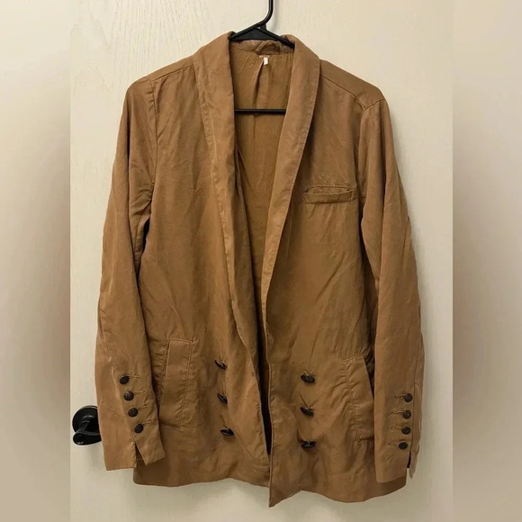 Free People Jackets & Blazers - Free People Brown Blazer Jacket w Decorative Buttons Collared Neck